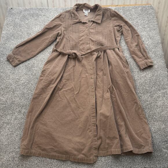 Mainstreet Blues Dress Womens 18W Corduroy Belted Pockets Academia Cottagecore - Picture 1 of 12